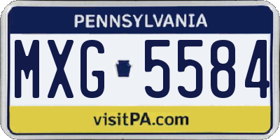 PA license plate MXG5584