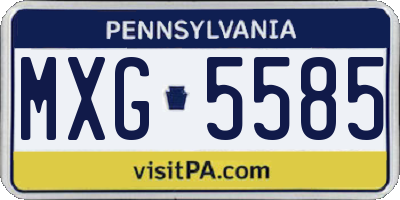 PA license plate MXG5585
