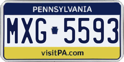 PA license plate MXG5593