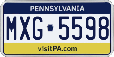 PA license plate MXG5598