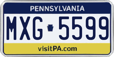 PA license plate MXG5599