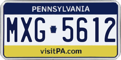 PA license plate MXG5612