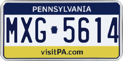 PA license plate MXG5614