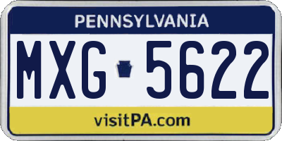 PA license plate MXG5622
