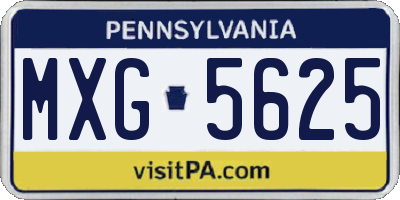 PA license plate MXG5625