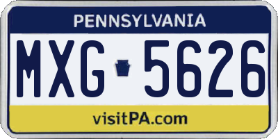 PA license plate MXG5626