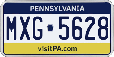 PA license plate MXG5628
