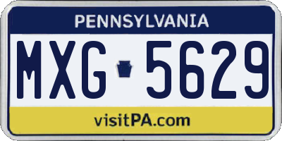 PA license plate MXG5629