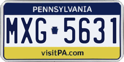 PA license plate MXG5631