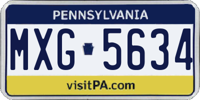 PA license plate MXG5634