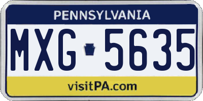 PA license plate MXG5635