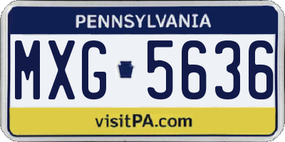 PA license plate MXG5636