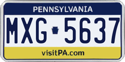 PA license plate MXG5637
