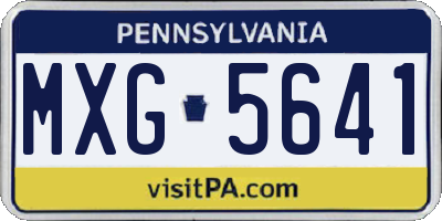 PA license plate MXG5641