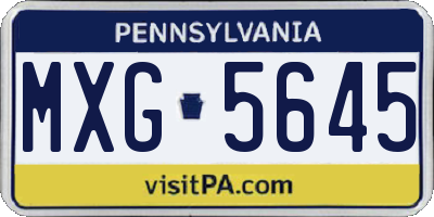 PA license plate MXG5645