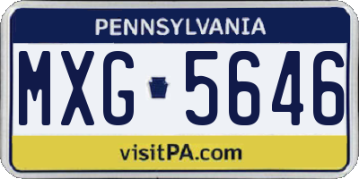PA license plate MXG5646