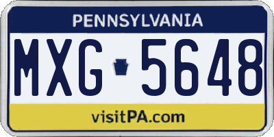 PA license plate MXG5648