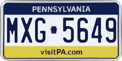 PA license plate MXG5649