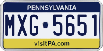 PA license plate MXG5651