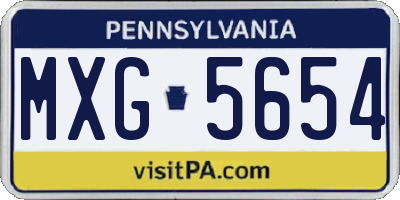 PA license plate MXG5654