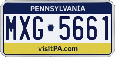 PA license plate MXG5661