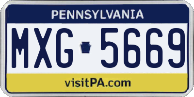PA license plate MXG5669