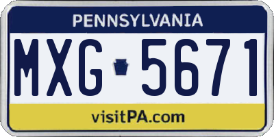 PA license plate MXG5671