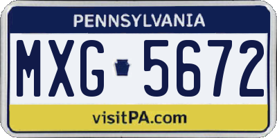 PA license plate MXG5672