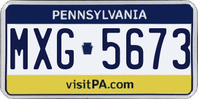 PA license plate MXG5673