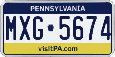 PA license plate MXG5674