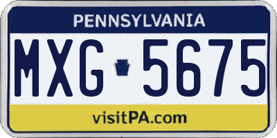 PA license plate MXG5675