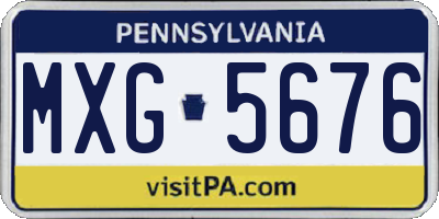 PA license plate MXG5676