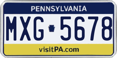 PA license plate MXG5678
