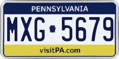PA license plate MXG5679