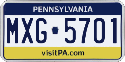 PA license plate MXG5701