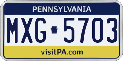 PA license plate MXG5703