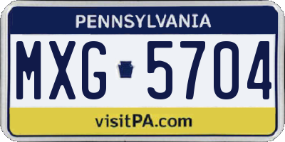 PA license plate MXG5704