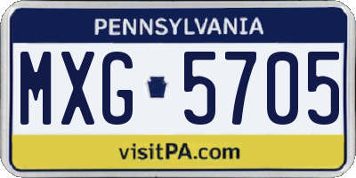 PA license plate MXG5705