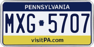 PA license plate MXG5707