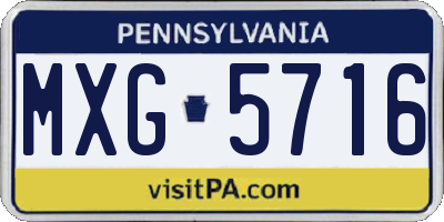 PA license plate MXG5716