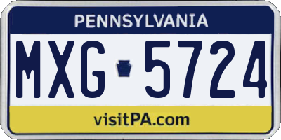 PA license plate MXG5724