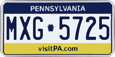 PA license plate MXG5725