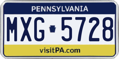 PA license plate MXG5728