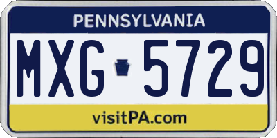 PA license plate MXG5729