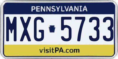 PA license plate MXG5733