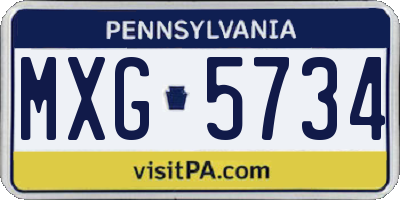 PA license plate MXG5734