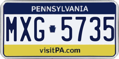 PA license plate MXG5735