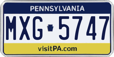 PA license plate MXG5747