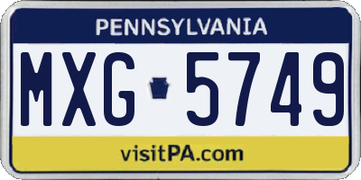 PA license plate MXG5749