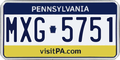 PA license plate MXG5751